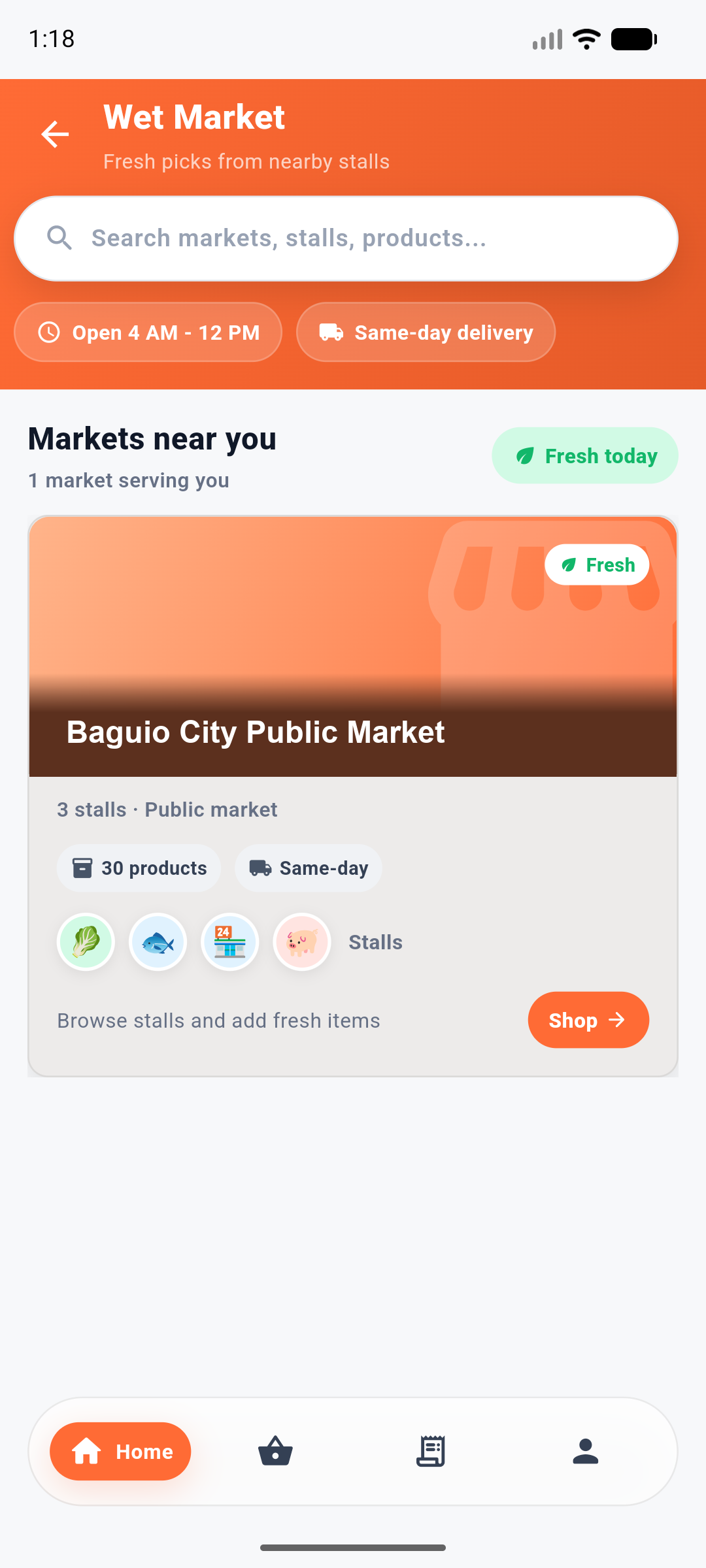 RunIt app — fresh wet market category